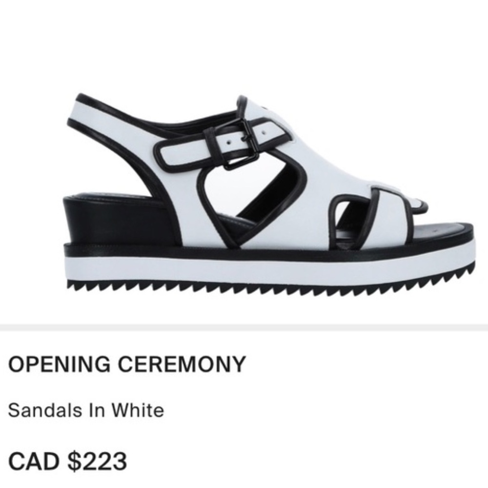 Opening Ceremony black and white leather sandals size 36 US 6